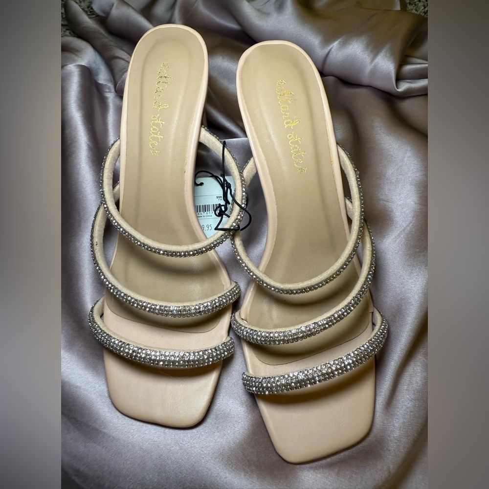 Altar'd State Cream Rhinestone Sandals